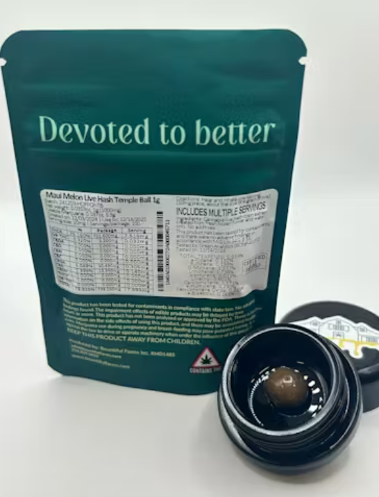 Photograph of product: GMO x Sour Saunders - 1g Live au chocolat Temple Ball - Bountiful Farms