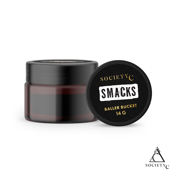 Photograph of product: Baller Bucket - Society C - Smacks - (Live Resin) - (Hybrid) - 76.93% TH-oui