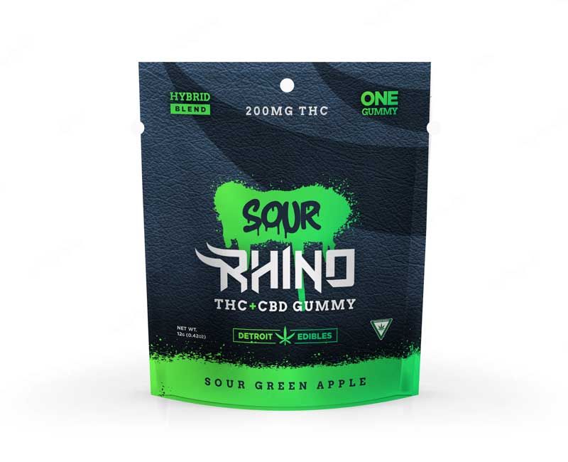 Photograph of product: Rhino Gummy - Sour Green Apple 200mg TH-oui & 50mg CBD