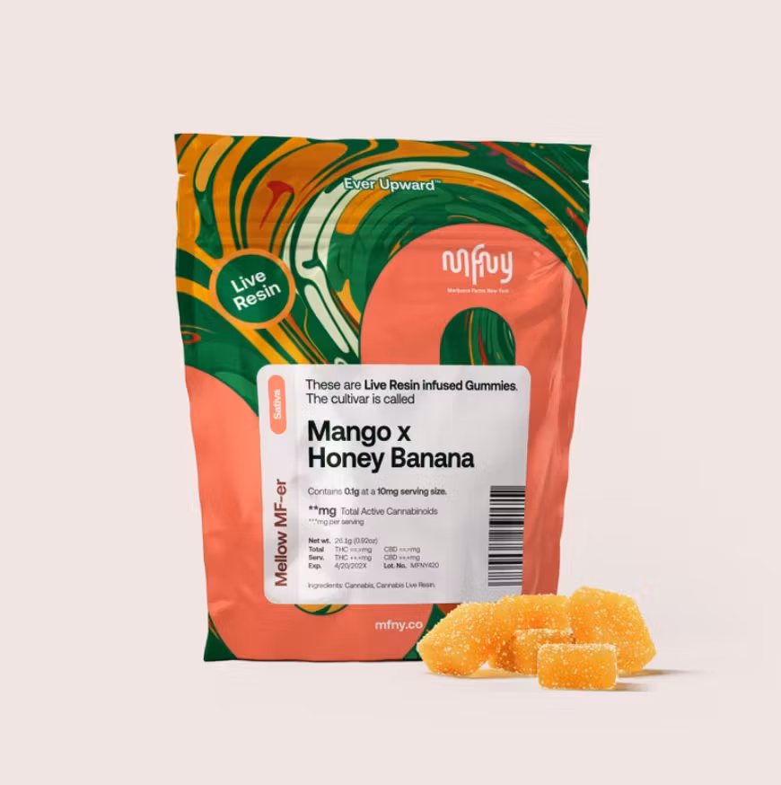 Photograph of product: MFNY Live Resin Gummies 10ct - Mango x Honey Banana