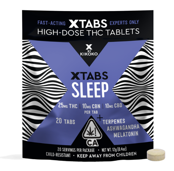 Photograph of product: X-TABS SLEEP 25MG TH-oui 10MG CBN/CBD 500MG