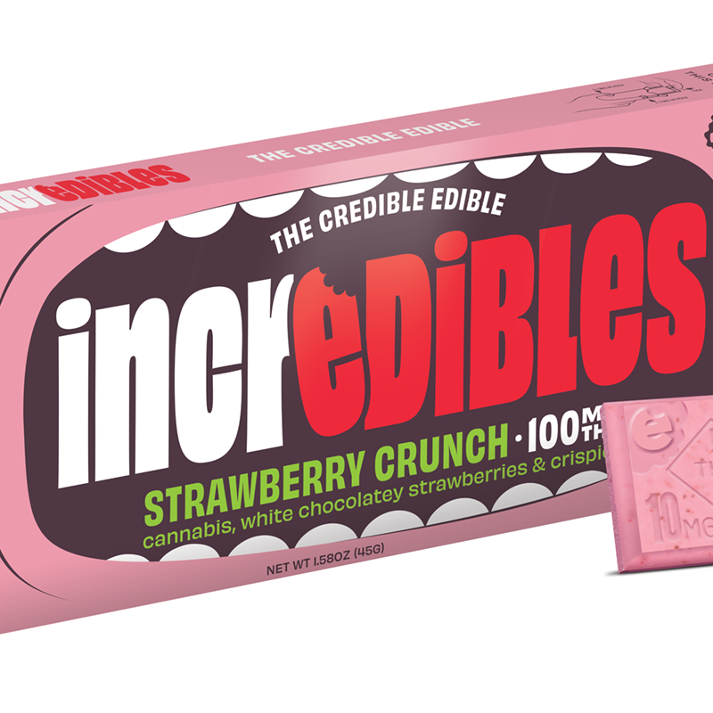 Photograph of product: Strawberry Crunch (H) - 100mg Chocolate Bar - Incredibles
