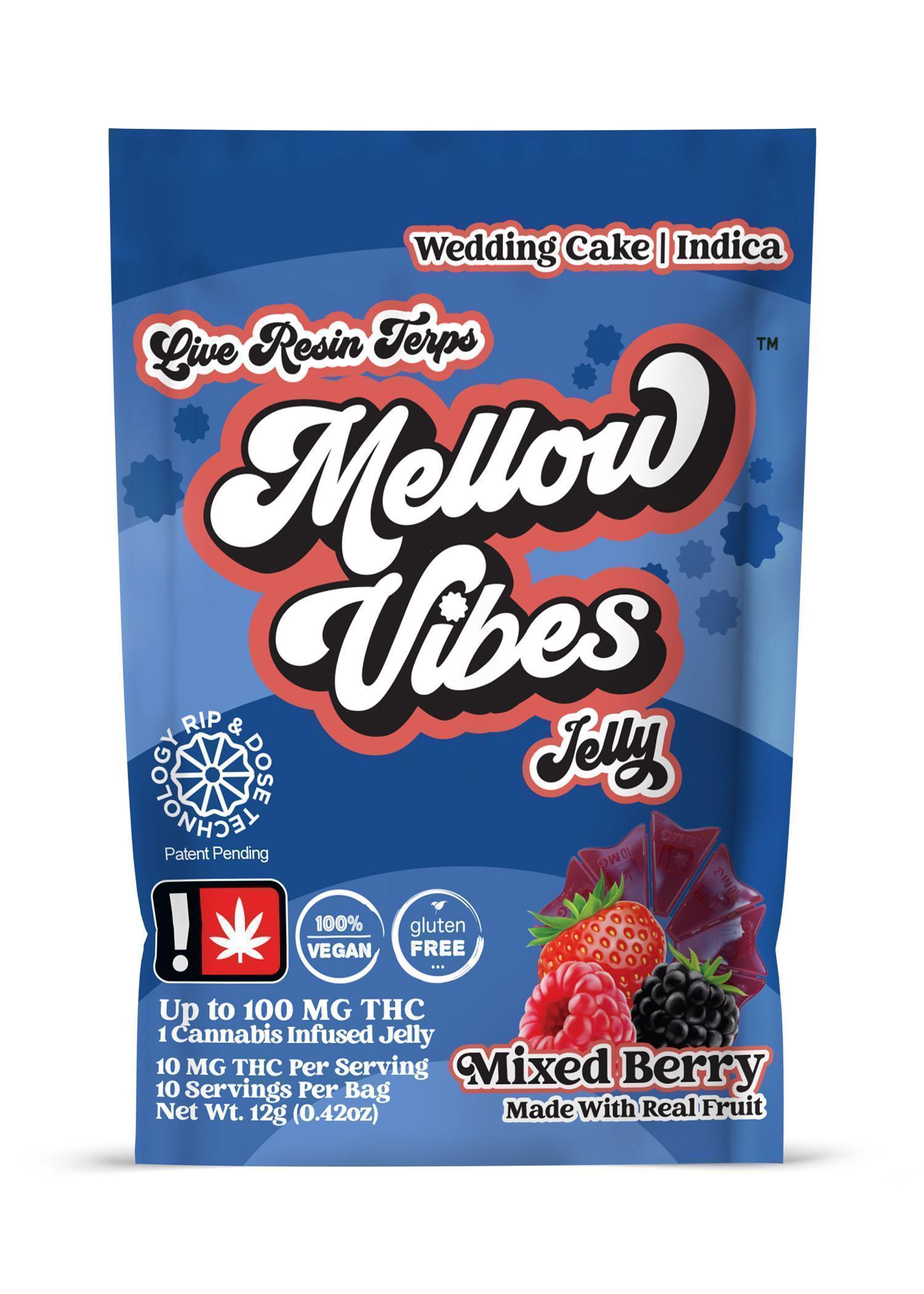 Photograph of product: Mellow Vibes Mixed Berry Live Resin Single Gummy 100mg