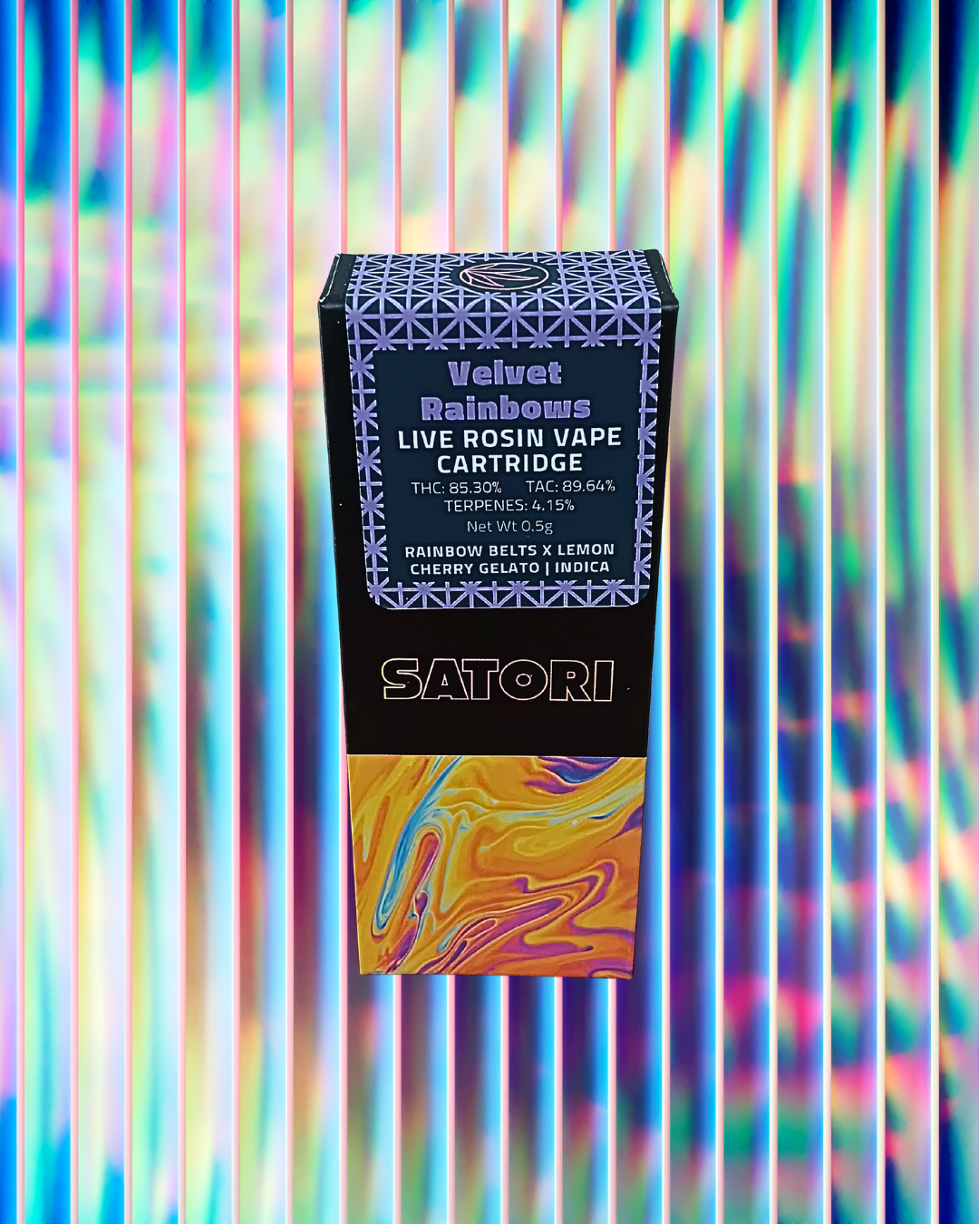 Photograph of product: Velvet Rainbows Live Rosin Vape Cartridge 0.5g