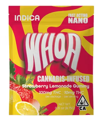 Photograph of product: Whoa - Edibles - Strawberry :Lemonade - 5 pack - 100MG