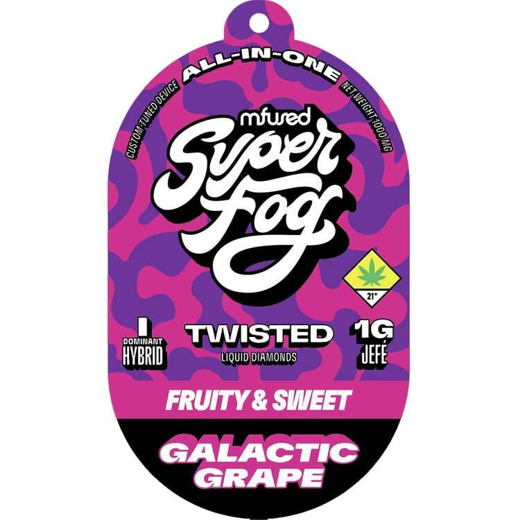 Photograph of product: Super Fog: Galactic Grape - Twisted Liquid Diamonds Disposable Cartridge