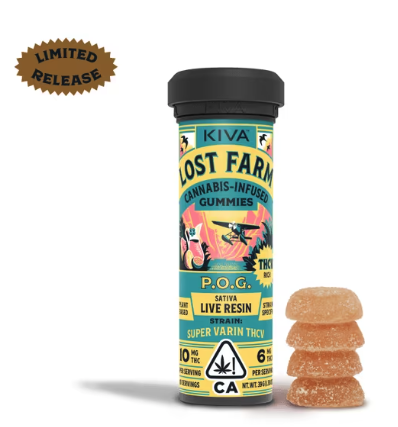 Photograph of product: Passionfruit Orange Guava Lost Farm - 100mg Live Resin Gummies | Super Varin TH-ouiv 10:6.7 Strain | Lost Farm
