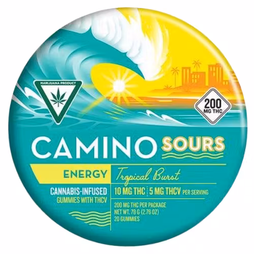 Photograph of product: CAMINO SOURS TROPICAL BURST 2:2:1 (TH-oui:CAFFEINE:TH-ouiV) TRIAL GUMMY 10MG