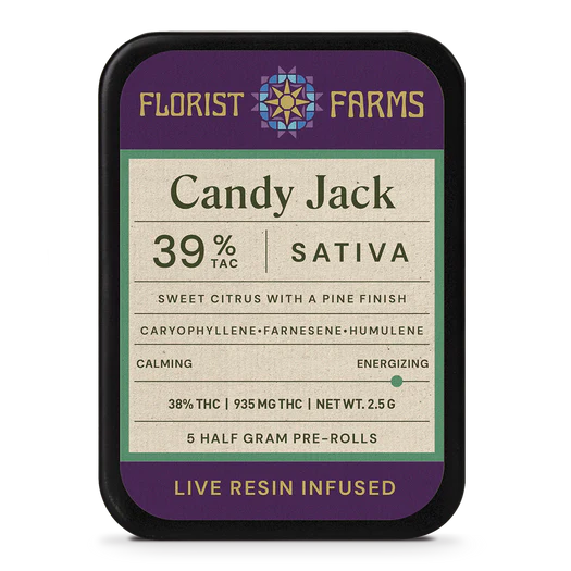Photograph of product: Florist Farms Candy Jack Oui'd Live Resin Infused Pre-Rolls 5pk