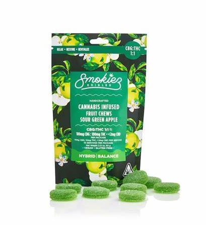 Photograph of product: Green Apple Sweet CBG:TH-oui 1:1 Gummies 10pk ( H ) 100mg