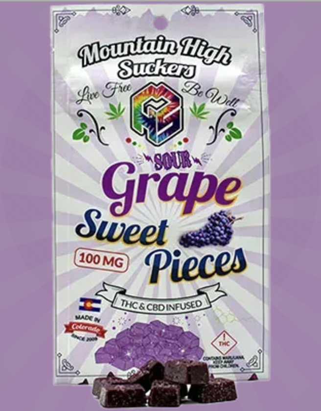 Photograph of product: MHS- Sour Grape Sweet Pieces - 100mg