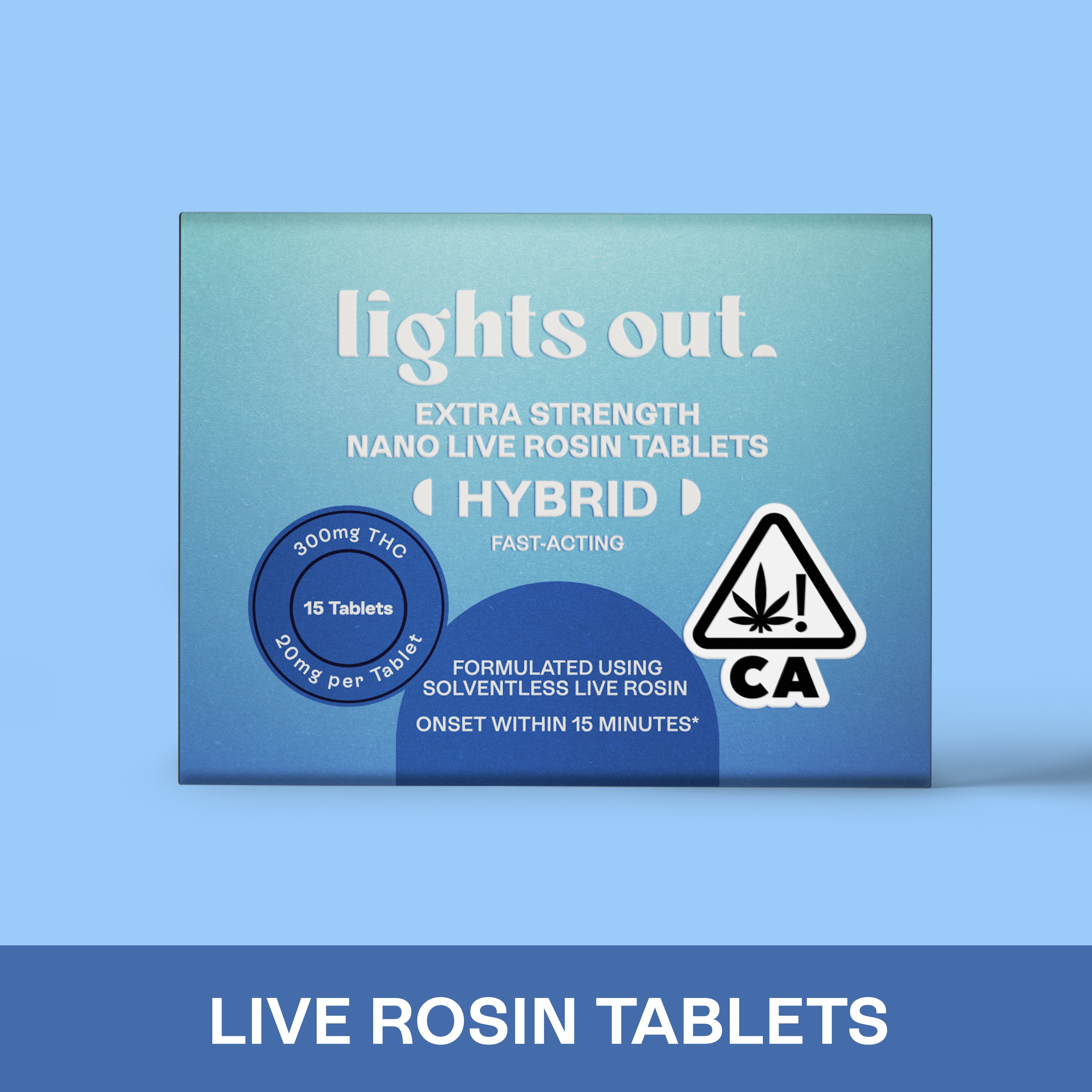 Photograph of product: Lights Out - Extra Strength (Hybrid) Rosin Tablets 300mg