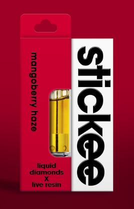 Photograph of product: Stickee - 1g Live Resin x Liquid Diamond Cart - Mangoberry Haze