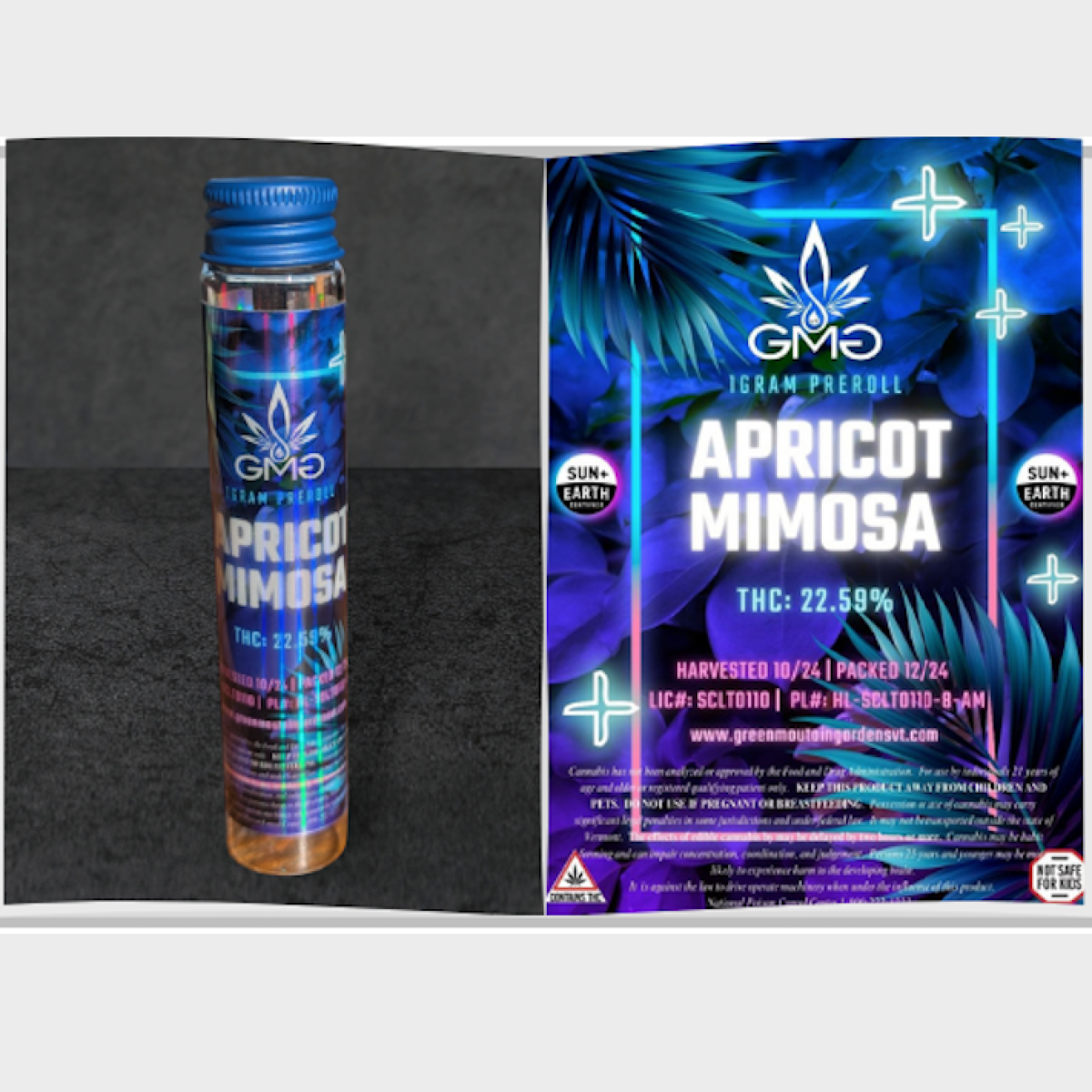 Photograph of product: Green Mountain Gardens | Apricot Mimosa | Pre-Roll