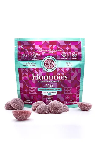 Photograph of product: 15mg Relax (2:1 CBD:TH-oui) Gummies - Guava Hibiscus - 20ct