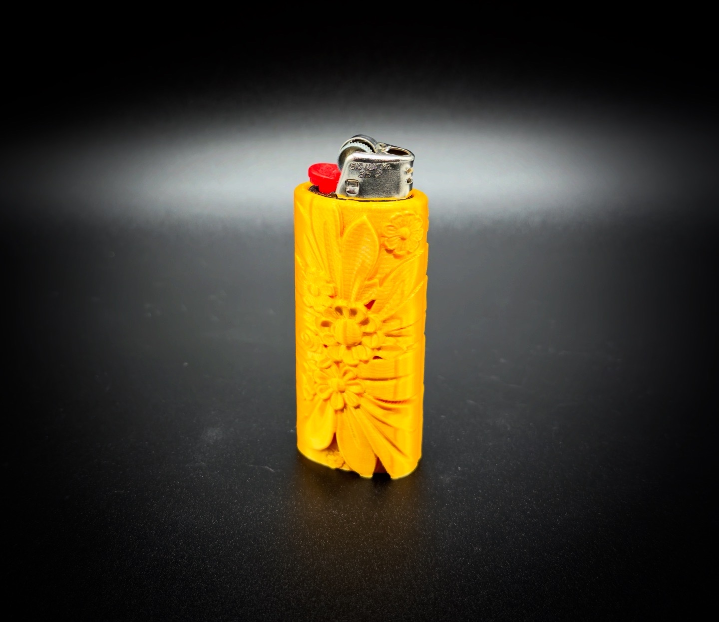 Photograph of product: HighByDesign Bic Lighter Case Endless Flowers Edition-Gold Shimmer