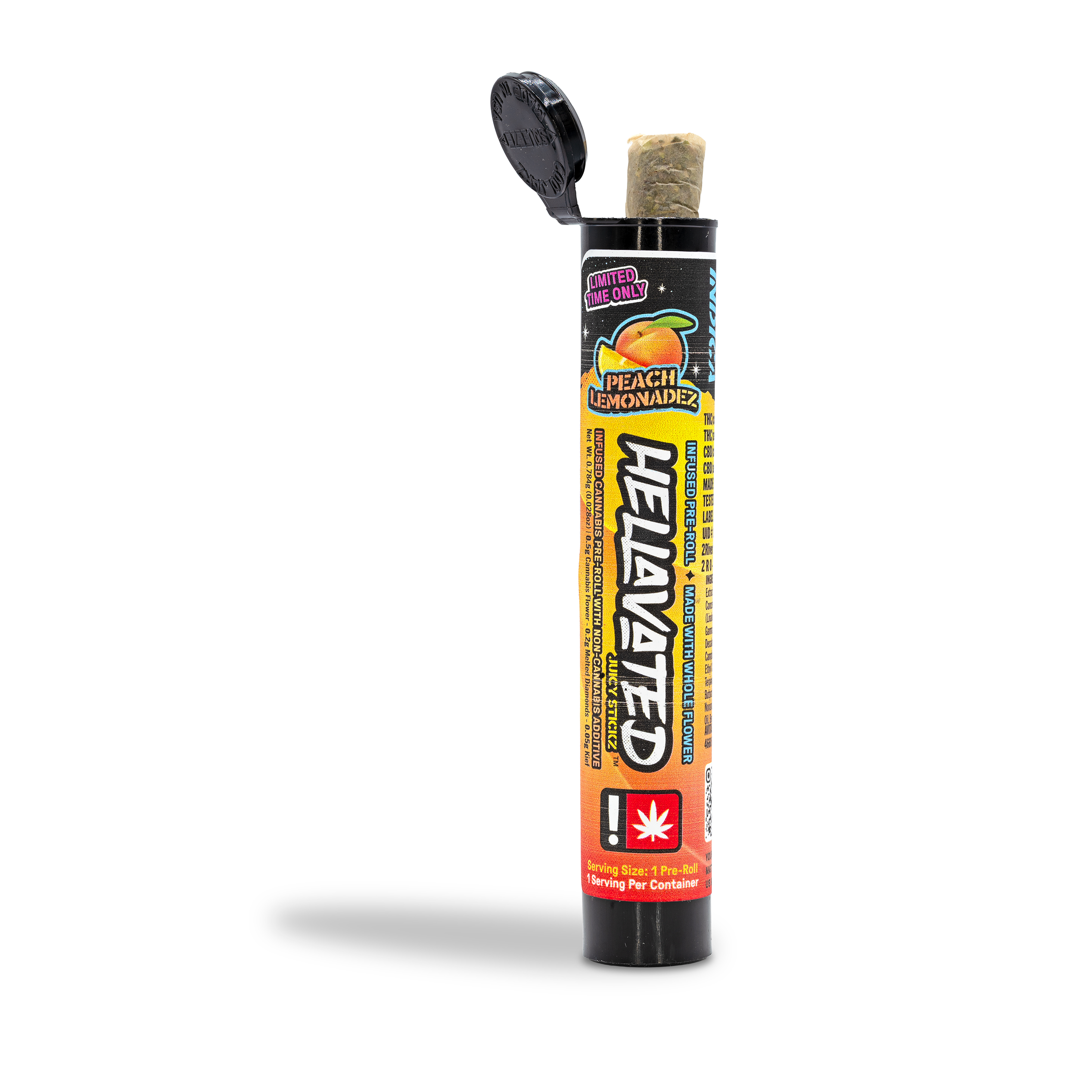 Photograph of product: Hellavated - Peach Lemonadez Infused + Flavor Pre-Roll