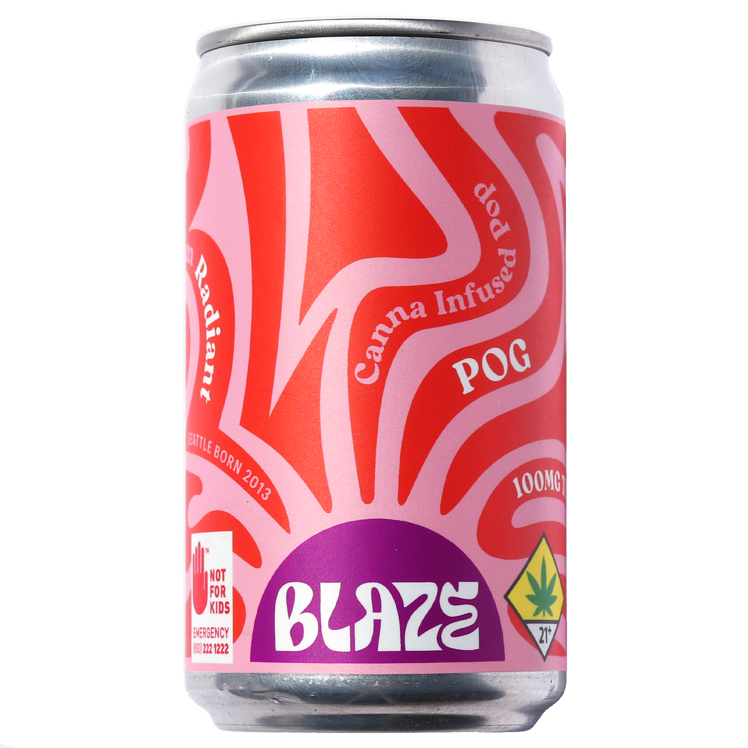 Photograph of product: Blaze Soda: Passion Orange Guava 100mg - 6oz Can