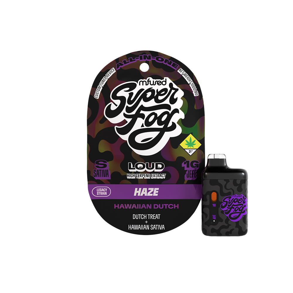 Photograph of product: MFUSED - LOUD JEFE XL - DISPOSABLE RESIN LIVE - 2G - HAWAIIAN DUTCH - Oui'd