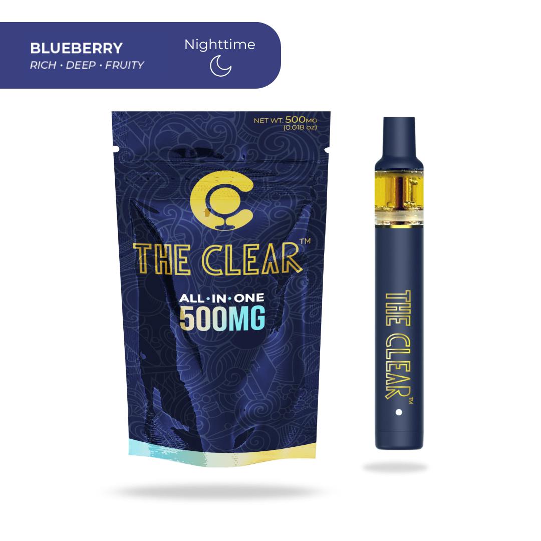 Photograph of Product: The Clear | Blueberry Rechargeable Disposable | 0.5g