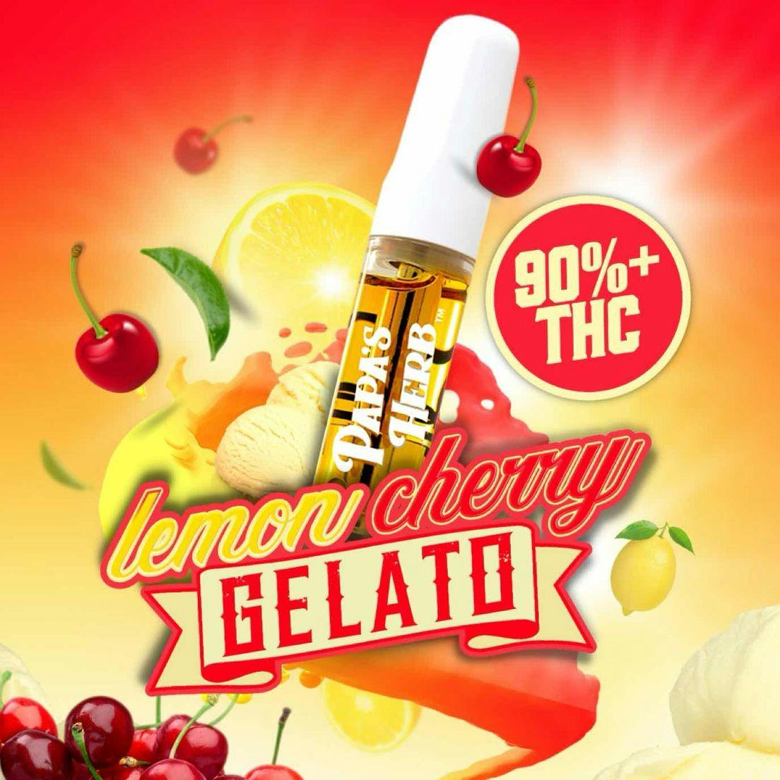 Photograph of product: Papa's Herb | Lemon Cherry Gelato | 1g Vape Cartridge