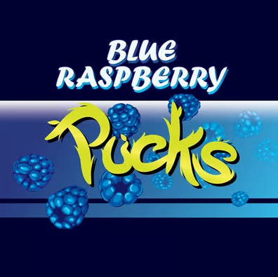 Photograph of product: Pucks 100mg Blue Raspberry