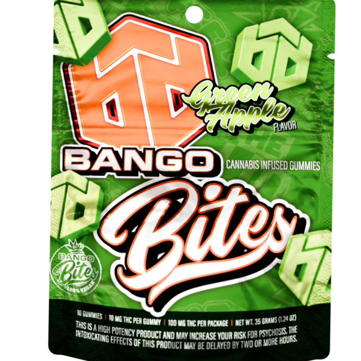 Photograph of product: Bango Bites - Green Apple Gummies - 100mg (10pcs)