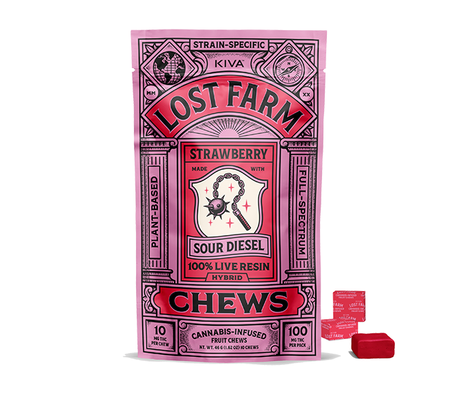 Photograph of product: LOST FARMS Fruit Chews 100mg Live Resin: Strawberry 10pc