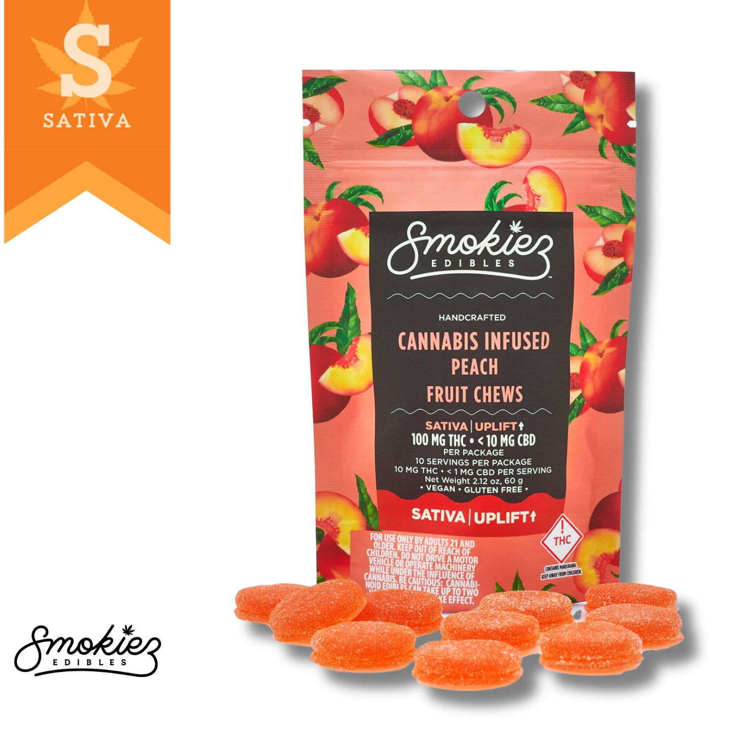 Photograph of product: Smokiez | Edibles TH-oui | Gummies | 10pk | Sweet Peach | 100mg