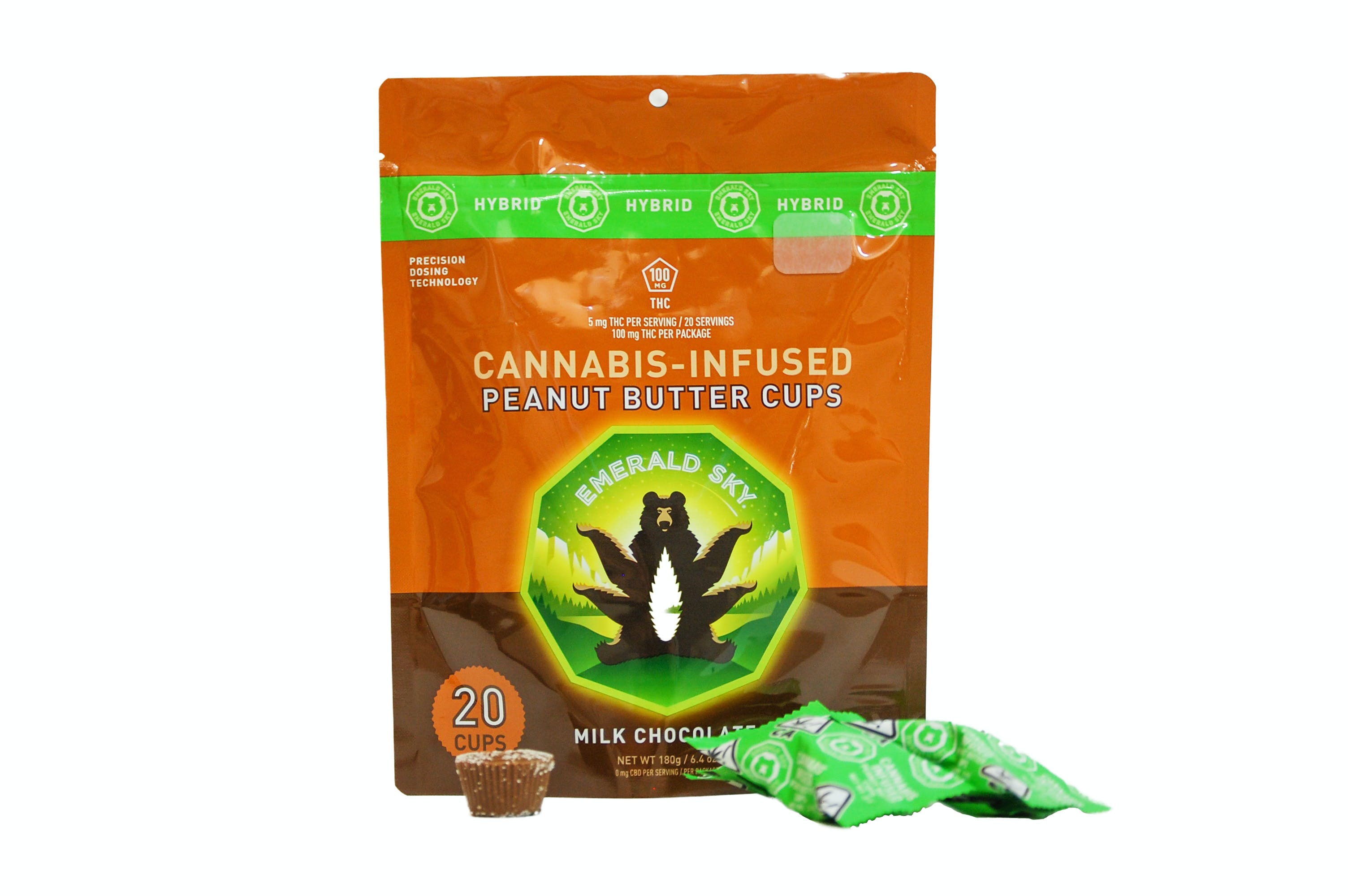 Photograph of product: DARK CHOCOLATE PEANUT BUTTER CUPS 100MG - EMERALD SKY