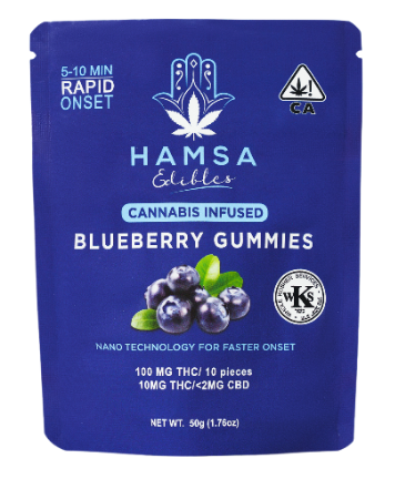 Photograph of product: Hamsa Fast Acting Blueberry Oui'd Edibles 10pk 100mg
