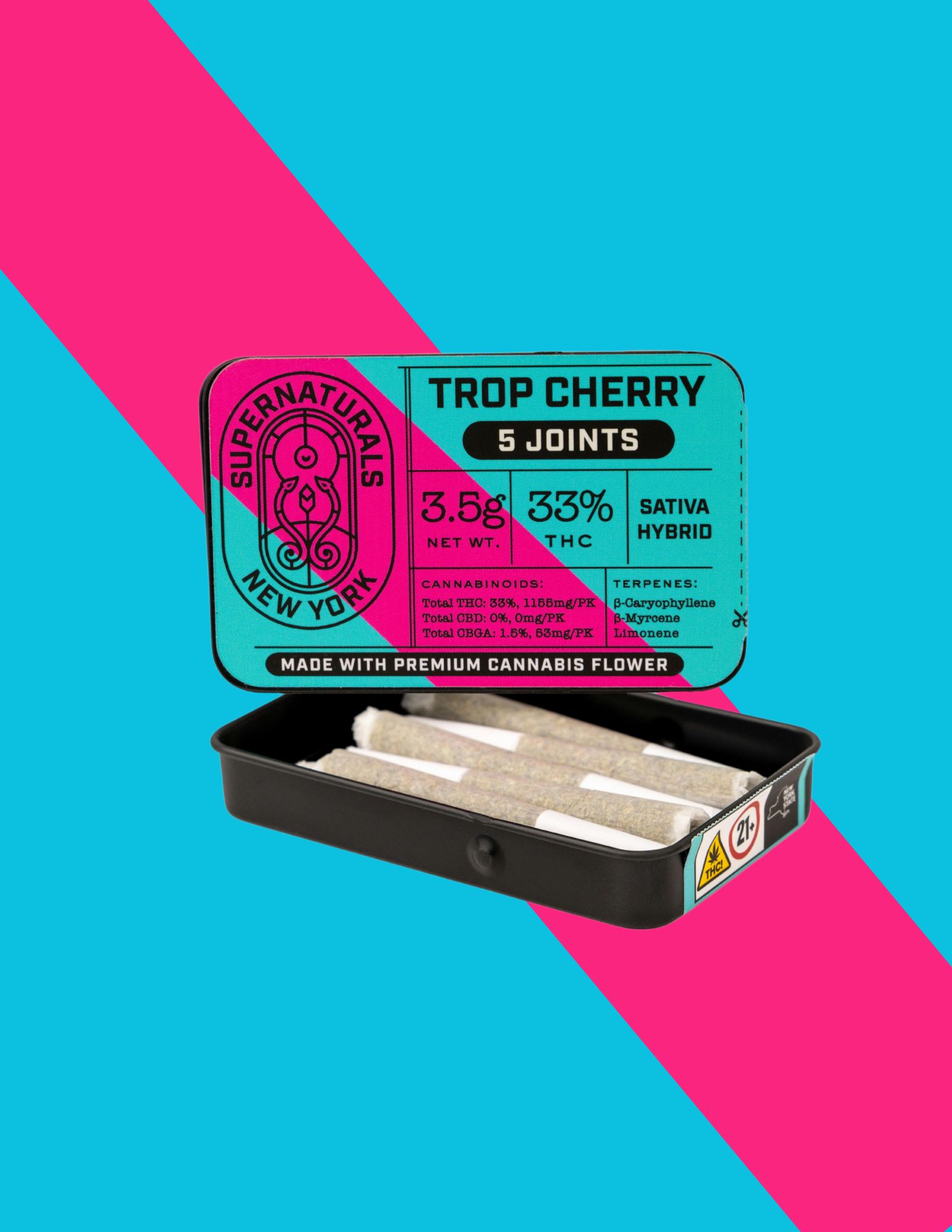 Photograph of product: Supernaturals | 5pk .7g Preroll | Trop Cherry