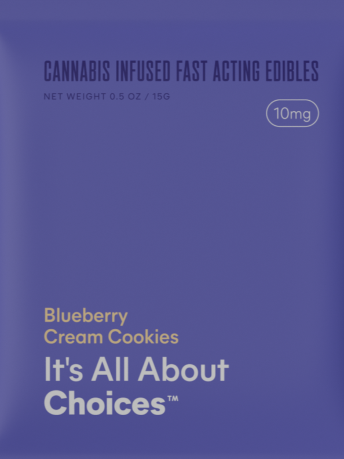 Photograph of product: It's All About Choices 10mg Blueberry Cream Cookies - 5 x 2mg