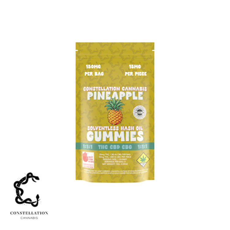 Photograph of product: 1:1:1 Pineapple Gravity Gummies 5-pack | 150mg