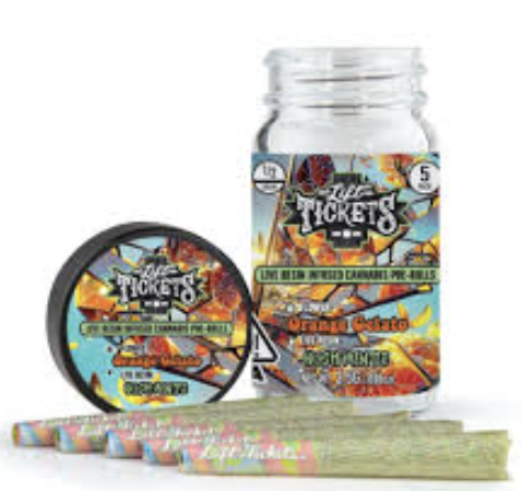 Photograph of product: Lift Tickets | Infused Preroll (2.5g-5pk) Orange Gelato (S)
