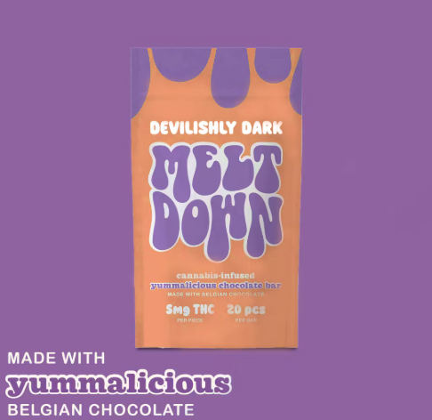 Photograph of product: Meltdown | 20pc Dark Chocolate Bar | 100mg