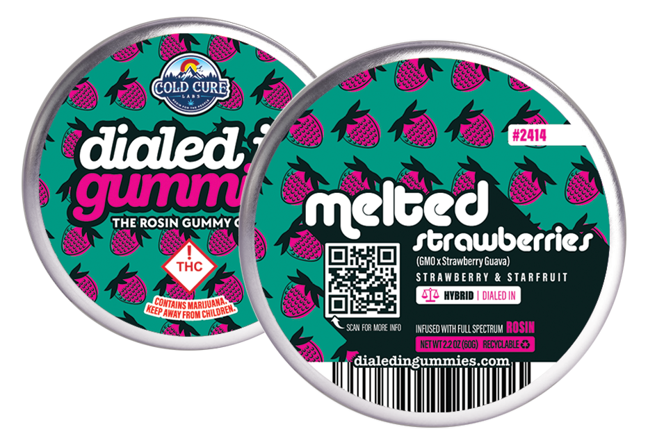 Photograph of product: Dialed In - Rosin Gummies - Melted Strawberries - 100mg