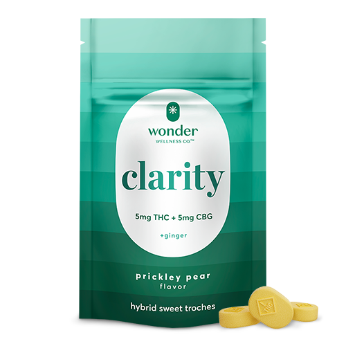 Photograph of product: 20ct/5mg Clarity Sweet Troches [1:1 TH-oui:CBG] (Prickly Pear)