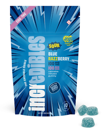 Photograph of product: (73473) 1:1 200mg Sour Blue Razzberry Gummies