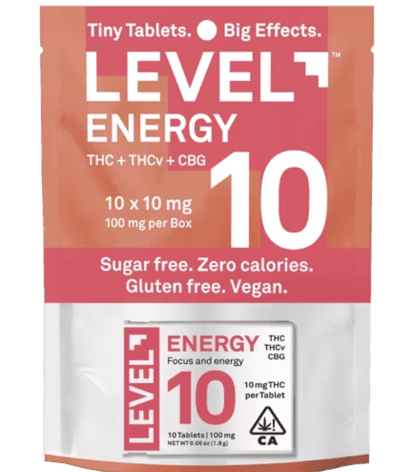 Photograph of product: Level Energy Tablets 1:1:1 TH-oui:TH-ouiv:CBG 100mg
