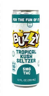 Photograph of product: Buzzy Tropical Kush Seltzer 5mg 12oz