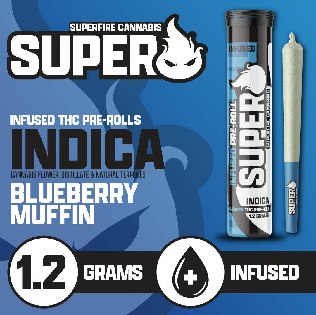 Photograph of product: SuperFire | Blueberry Muffin Infused Preroll | 1.2g