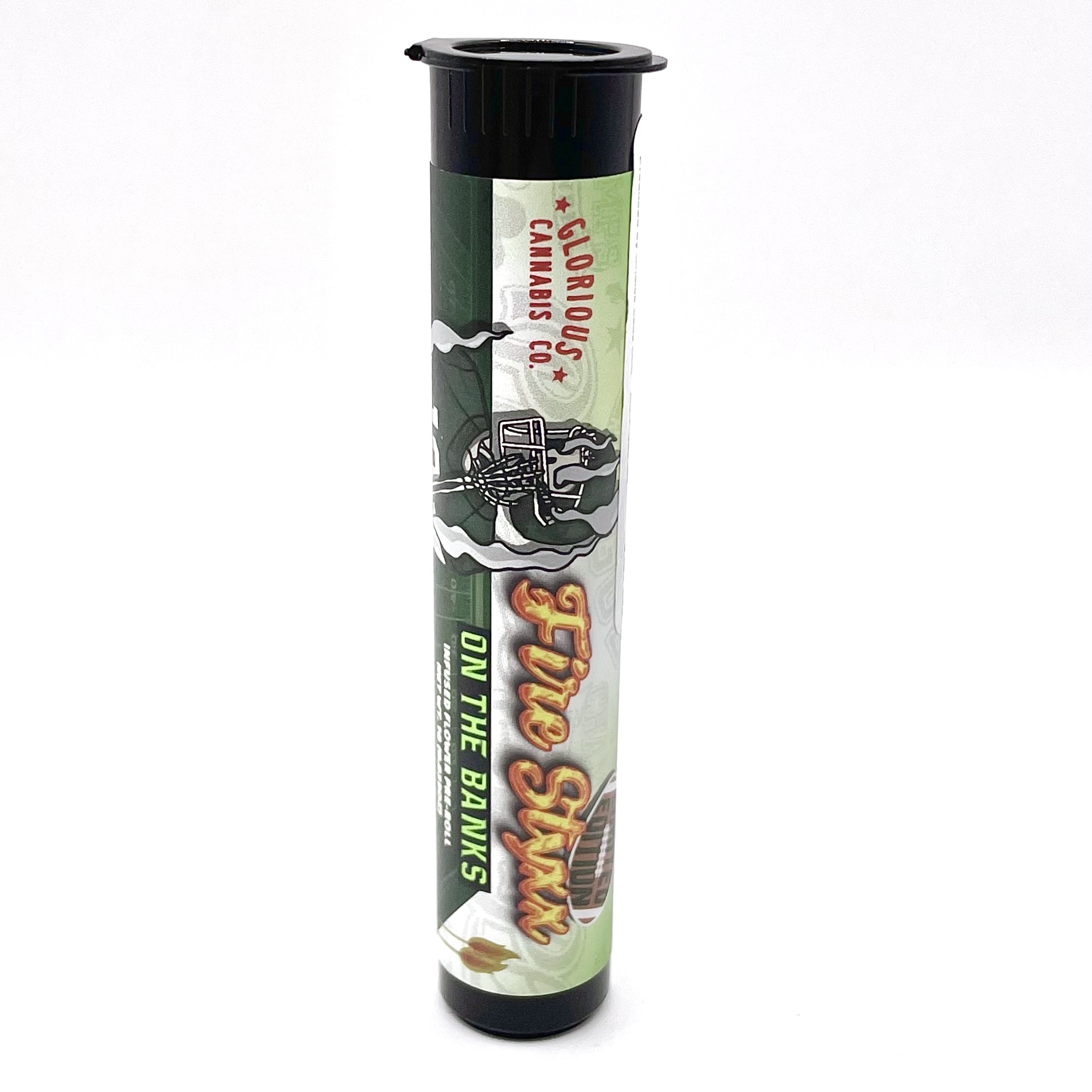 Photograph of product: GLORIOUS | ON THE BANKS | FIRE STYX | TH-ouiA INFUSED | PRE ROLL