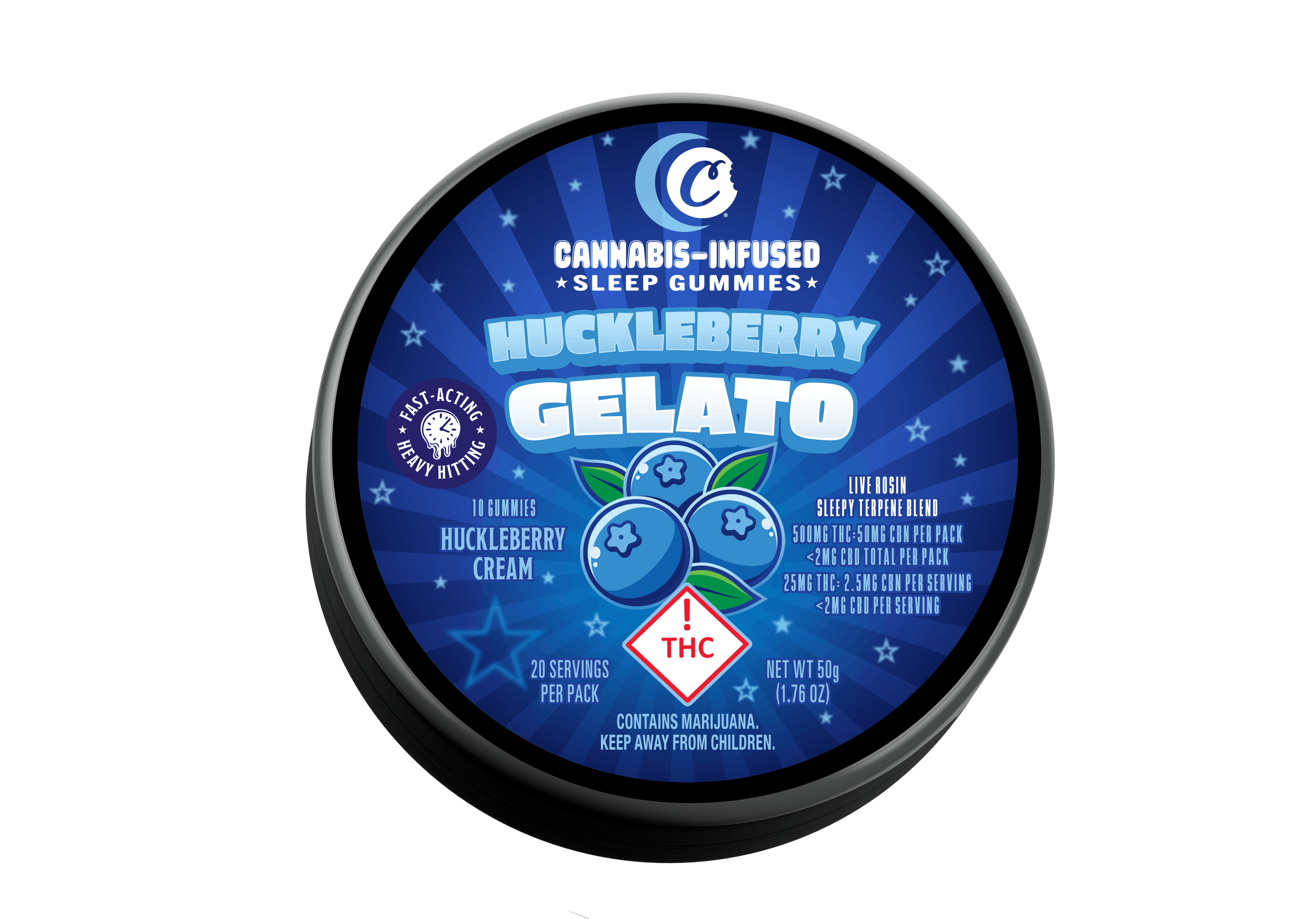 Photograph of product: HAPPY FRUIT - 500mg HUCKLEBERRY GELATO SLEEP GUMMIES