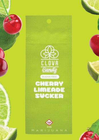 Photograph of product: CLOVR - SUGAR FREE CHERRY LIMEADE SUCKER 25MG