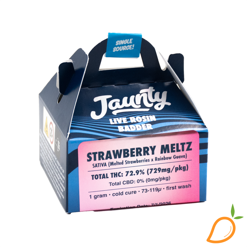 Photograph of product: 1g Strawberry Meltz Live Rosin Jaunty