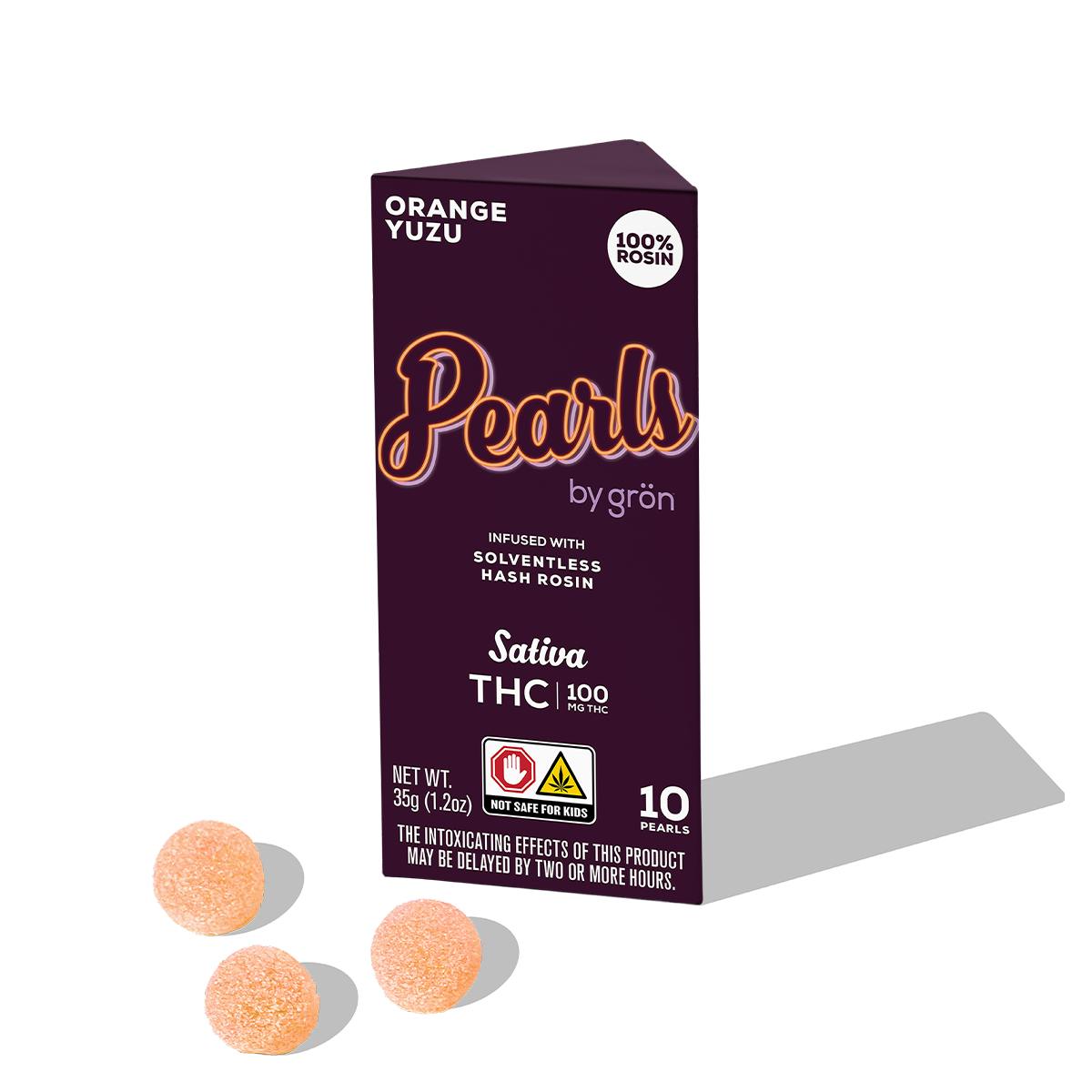 Photograph of product: Orange Yuzu Pearls | Live Rosin | 10 pack