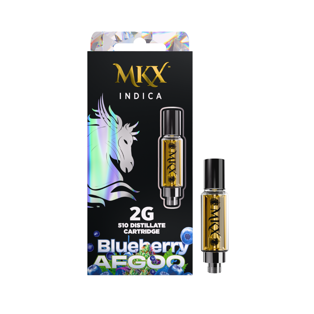Photograph of product: MKX - 2 Gram 510 Thread Carts - Blue Afgoo - Indica