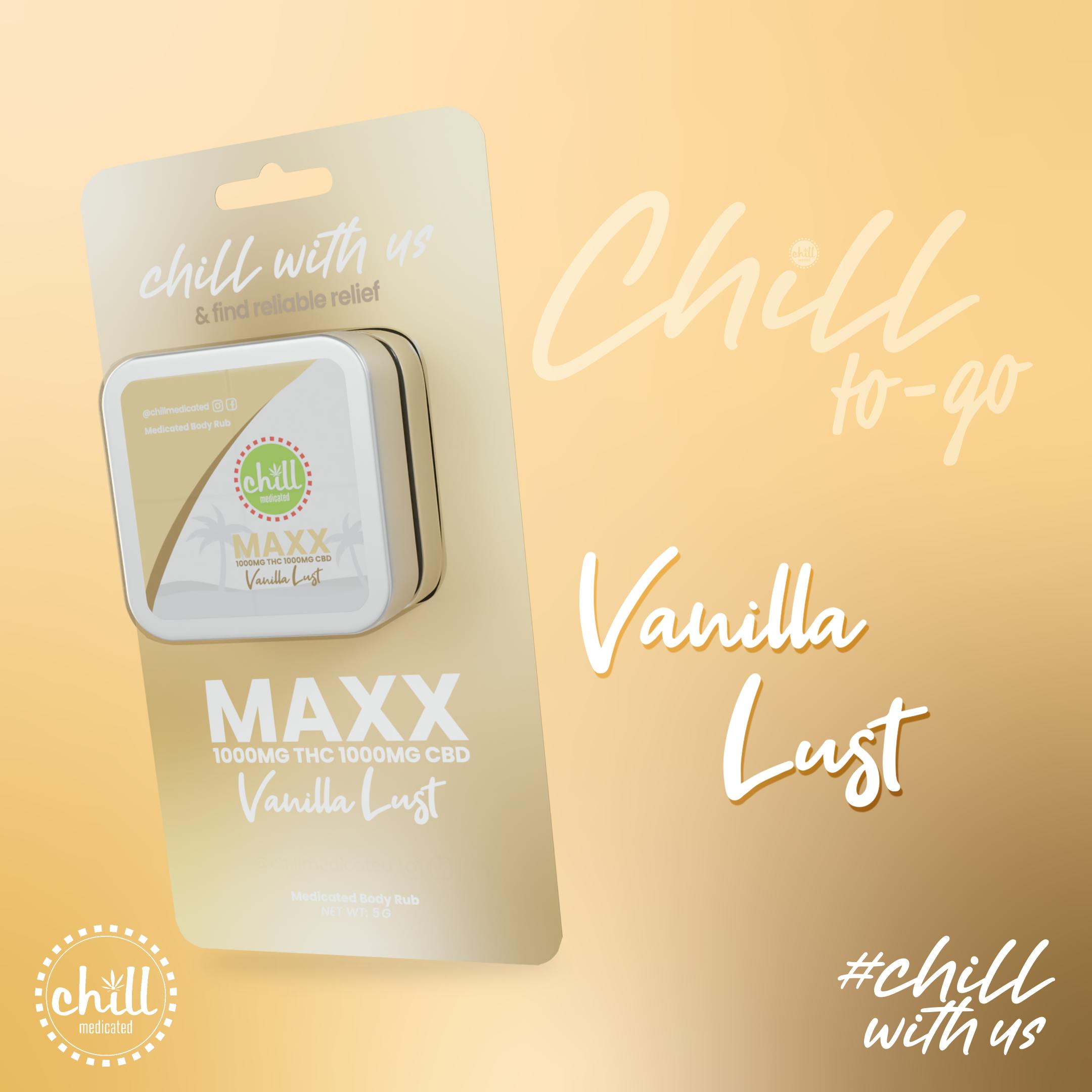 Photograph of product: Chill-To-Go | 75mg | 1:1 TH-oui/CBD | MAXX | Vanilla Lust