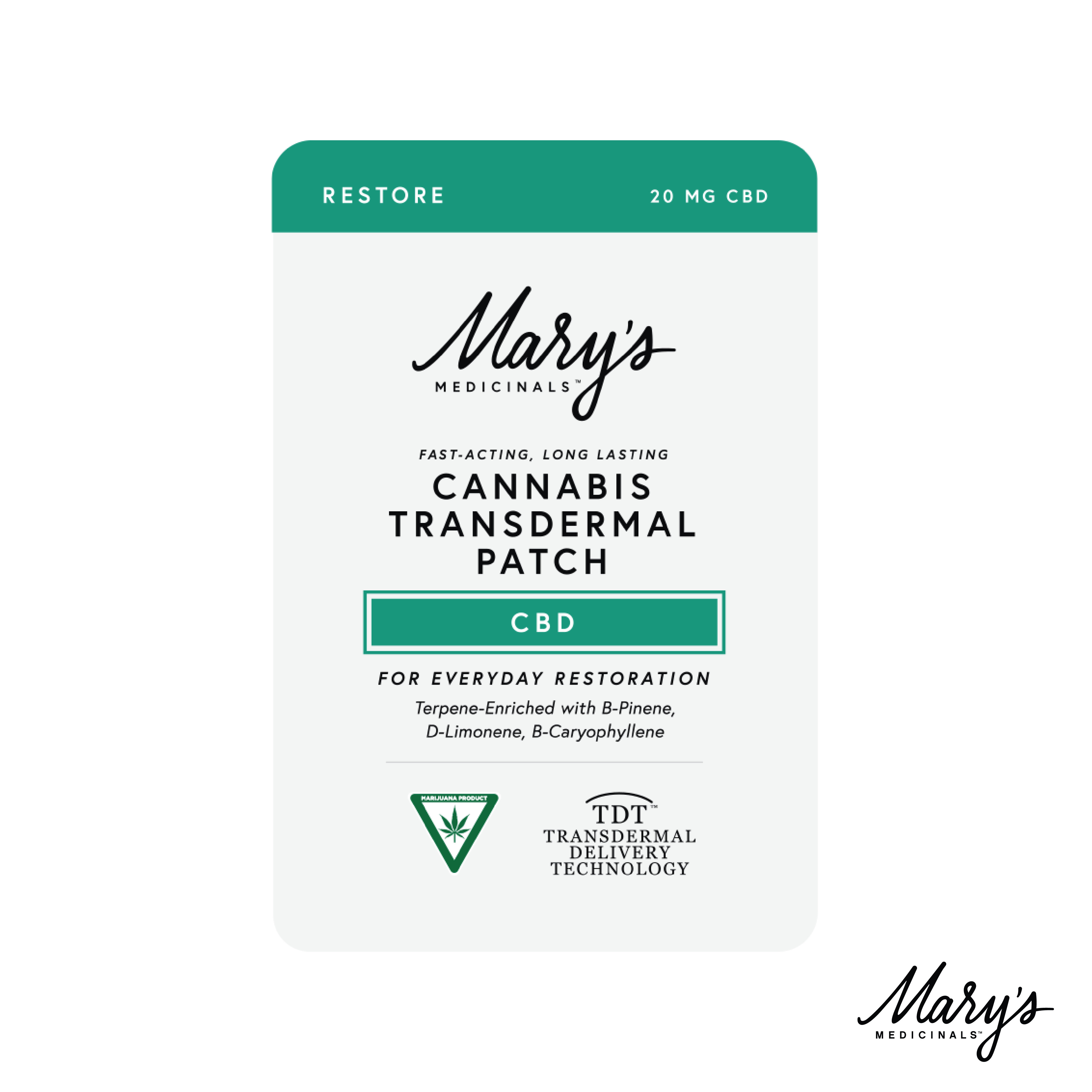Photograph of product: Mary's | 20mg Transdermal Patches | Restore CBD